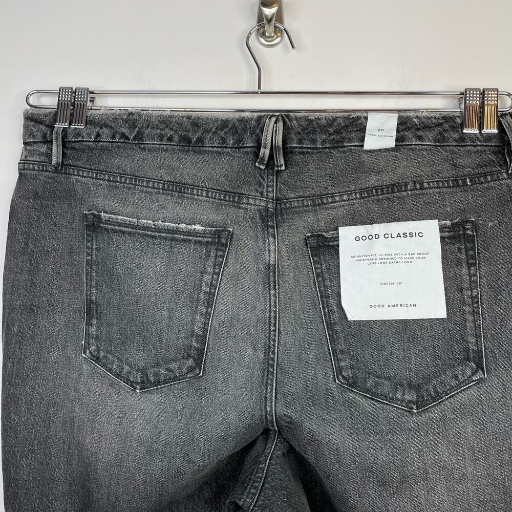 Good American Good Classic Low Waist Fray Black Gray Ankle Jeans womens 20 new - Picture 7 of 16